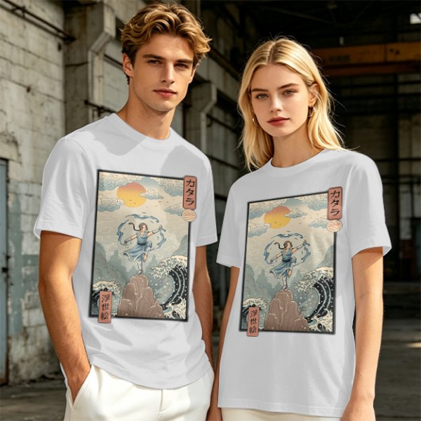 Katara Waterbending Ukiyo-e Style Graphic T-Shirt