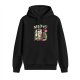 Black hoodie with punk rock cat graphic and MEOWS text