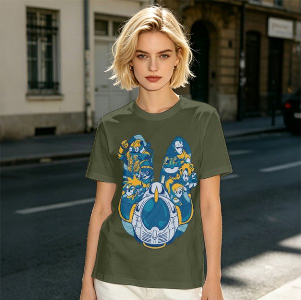 Chrono Trigger Characters and Pod Graphic Olive T-Shirt