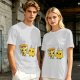 Olive T-Shirt with Cute Pizza and Pineapple Holding Hands Print