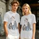 Olive T-shirt with whimsical forest spirit and children graphic print