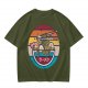 Olive T-shirt with Retro Ramen Bowl Chopsticks Graphic