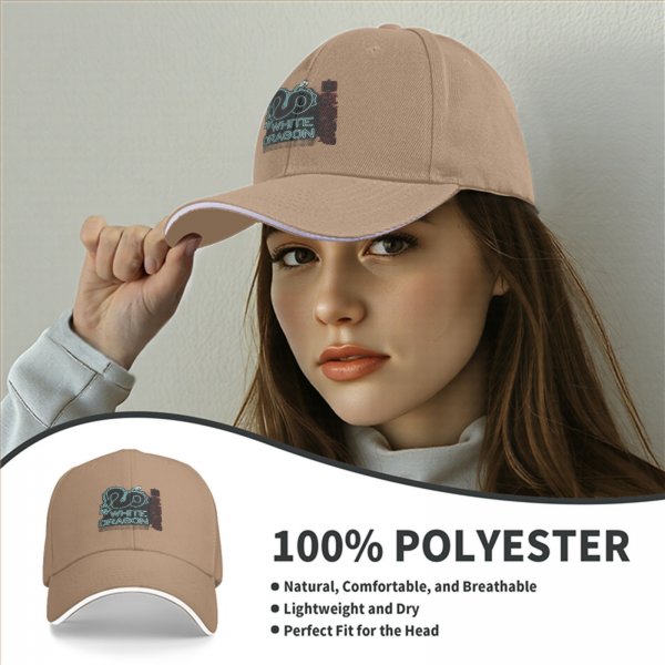 Black baseball cap with White Dragon neon style graphic print