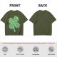 Olive Green T-Shirt With St. Patrick's Day Four-Leaf Clover Art