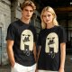 Olive T-Shirt With Ghost Holding Black Cat Graphic