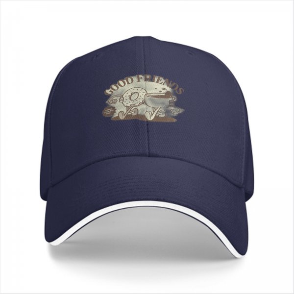 Black Baseball Cap With Good Friends Donut And Coffee Graphic