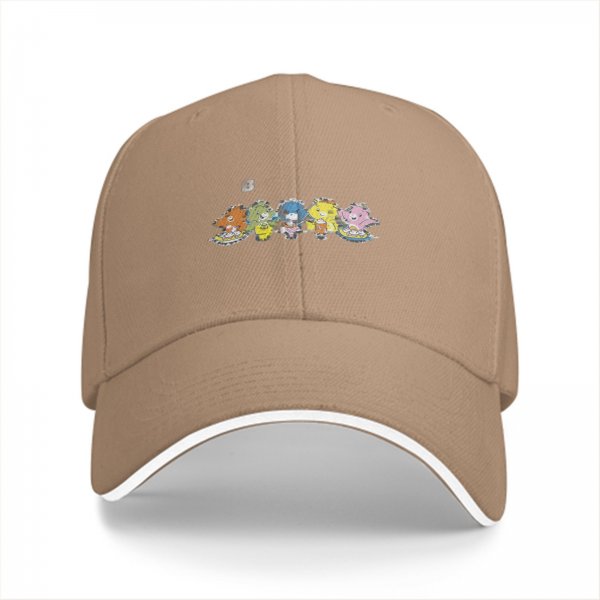 Black Baseball Cap With Colorful Cartoon Character Group Print