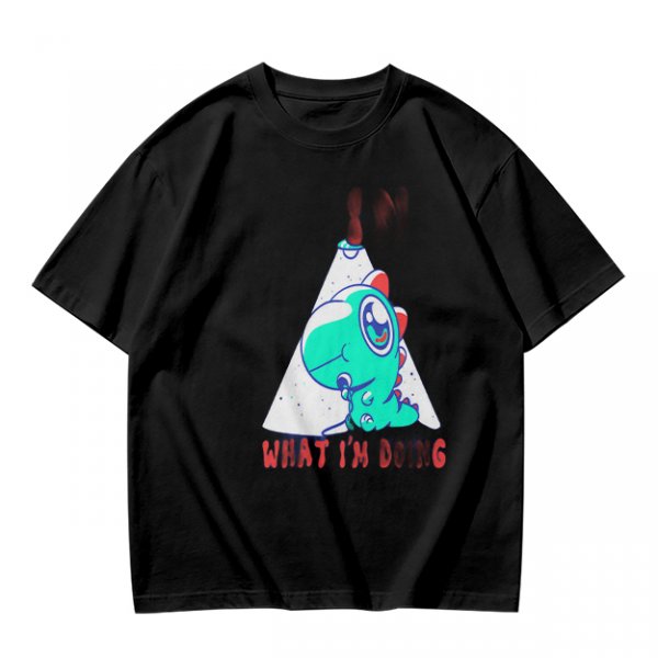 Olive T-Shirt With Cute Dinosaur Graphic And 'What I'm Doing' Text