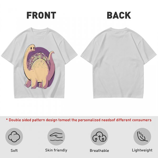 Olive T-Shirt with Cute Brontosaurus Taco Dinosaur Graphic