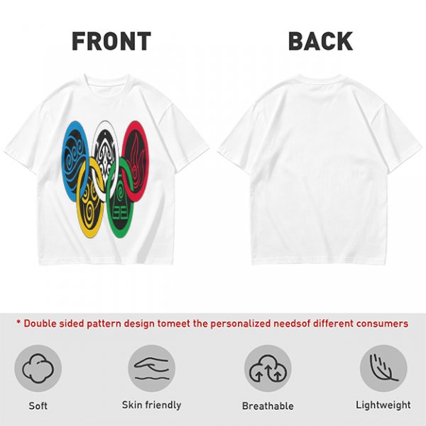 Avatar The Last Airbender Four Elements Symbols Graphic T-Shirt