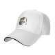 Black baseball cap with skeleton sitting on stool graphic