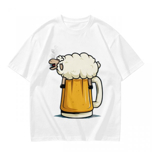 Olive Green T-Shirt With Funny Sheep Beer Mug Graphic