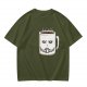 Oversized Army Green T-Shirt With Tired Coffee Mug Graphic