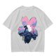 Olive T-Shirt with Sakura Flower and Whimsical Forest Creature Print