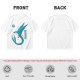 Olive T-shirt with Blue Star Bird and Japanese Graphic Print