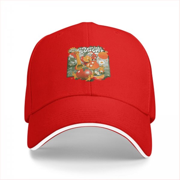 Black Baseball Cap with Retro Sunset Tiny Drinks Fruit Graphic