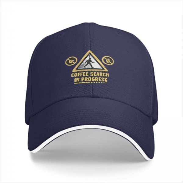 Coffee Search In Progress Graphic Black Baseball Cap