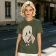 Olive T-Shirt With Cute Angry Ghost Holding Axe Graphic