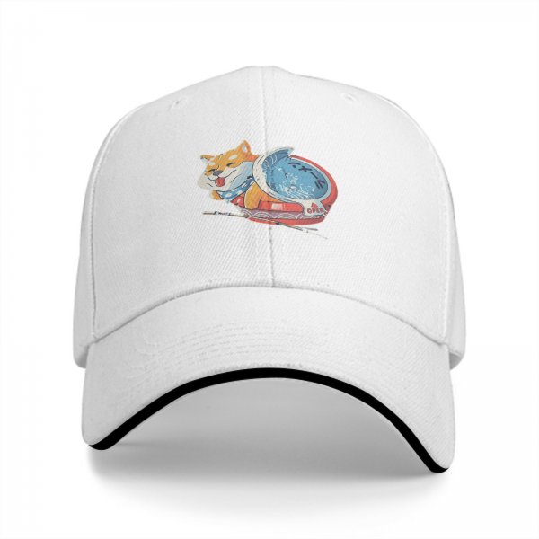 Black Baseball Cap With Cute Shiba Inu Ramen Bowl Graphic