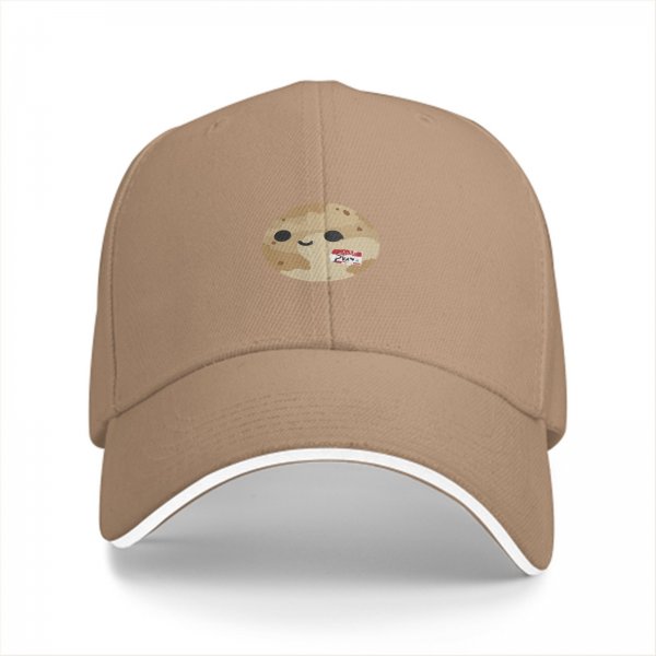 Black baseball cap with cute smiling potato graphic print