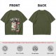Olive T-Shirt with Punk Rock Cat Singing Microphone Graphic