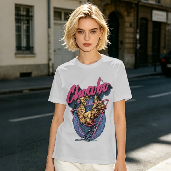 Olive Chocobo Graphic T-Shirt with Retro 80s Style Print