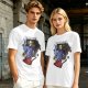 Olive T-Shirt With Skeletor Rock Guitarist Graphic Print