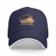 Black baseball cap with anime fire demon ramen bowl graphic