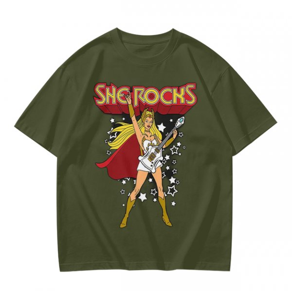 Olive Green She-Ra 'She Rocks' Graphic T-Shirt