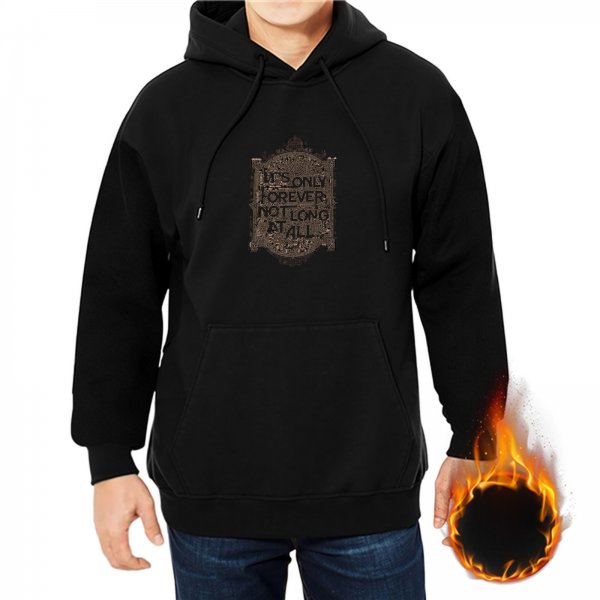 Black Hoodie With Vintage Text Graphic Print