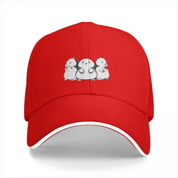 Black baseball cap with three stylized hamster graphic print