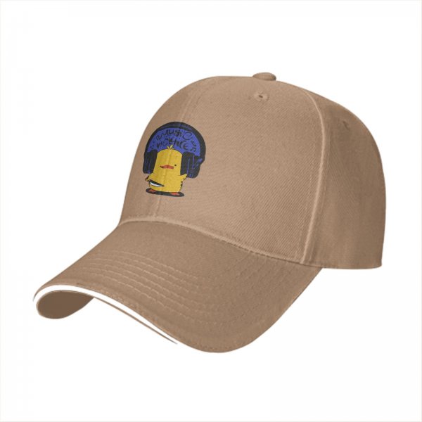 Black Baseball Cap With Cute Yellow Duck Wearing Headphones Graphic