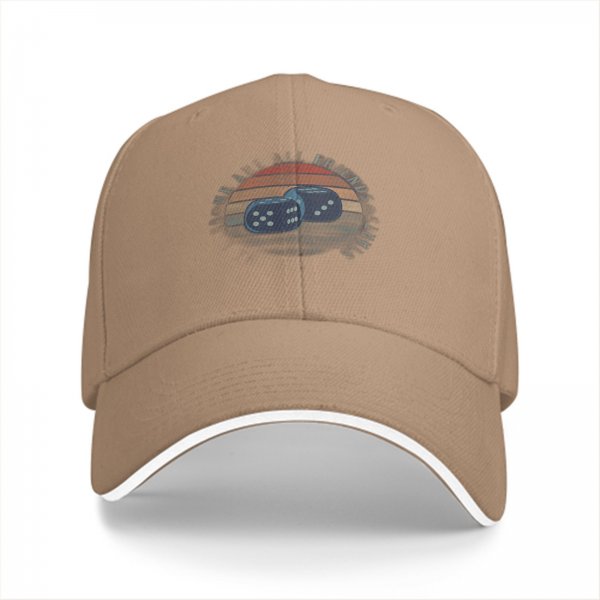 Black baseball cap with retro sunset and dice graphic