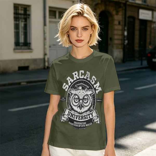 Owl Sarcasm University Masters of Eye Roll Graphic T-Shirt