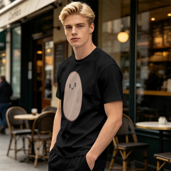 Olive Green T-Shirt With Cute Smiling Potato Graphic