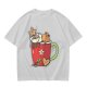 Olive T-Shirt With Cute Capybara In Christmas Hot Cocoa Mug Print