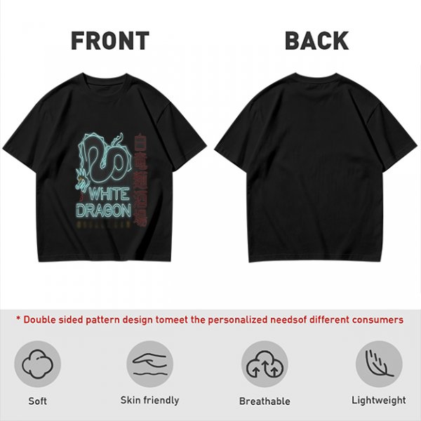 Olive T-Shirt With Neon White Dragon Graphic Print