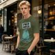 Olive T-Shirt With Free Hugs Monster Graphic Print