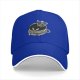 Black baseball cap with skeleton relaxing in coffee cup graphic