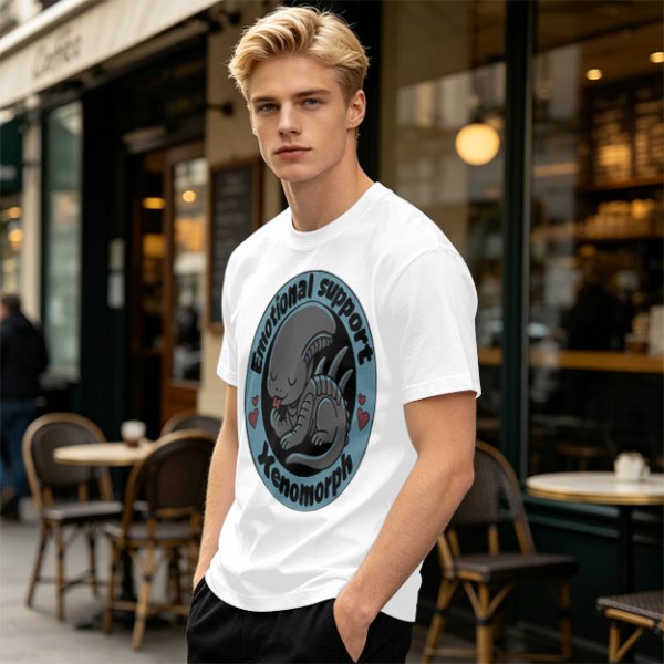 Emotional Support Xenomorph Cute Graphic T-Shirt