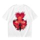 Olive Anime Graphic T-Shirt With Spiky Red Haired Character Art
