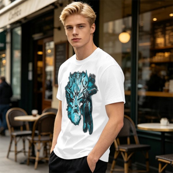 Olive Green T-Shirt With Alien Warrior Graphic Print