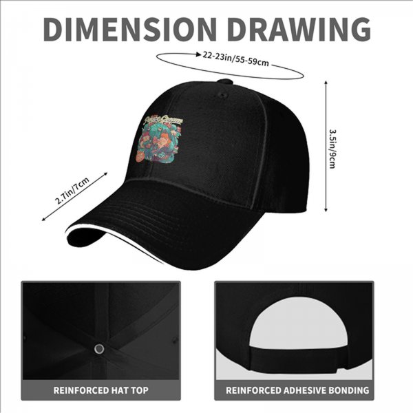 Black Baseball Cap with Psychedelic Ice Cream Monster Graphic Print