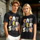Olive T-Shirt With Cute Cat Letter Graphic Design