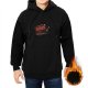 Black Hoodie With Vintage Gramophone Graphic Print