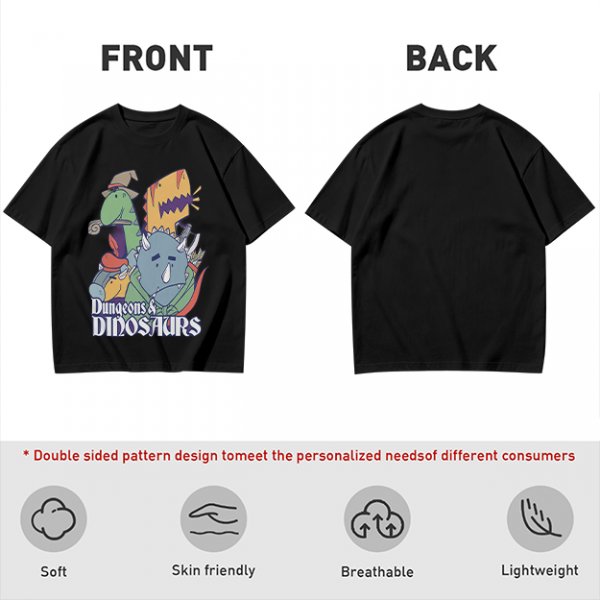 Olive Dungeons & Dinosaurs Graphic T-Shirt with Fantasy Dinosaur Art