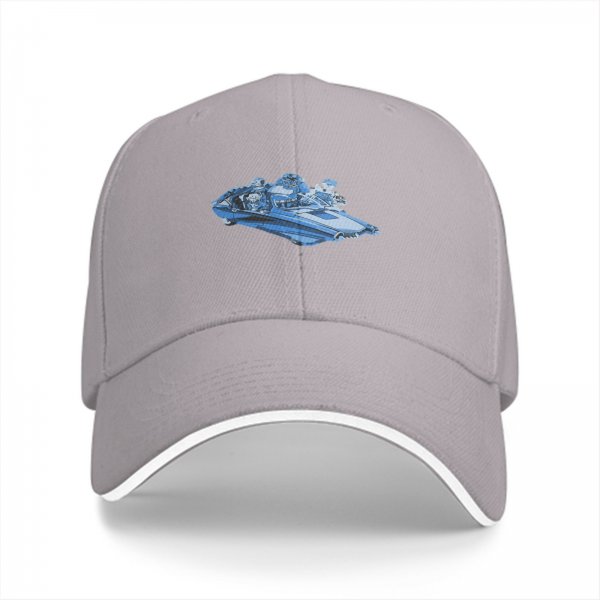 Black Baseball Cap With Blue Retro Car Graphic Print