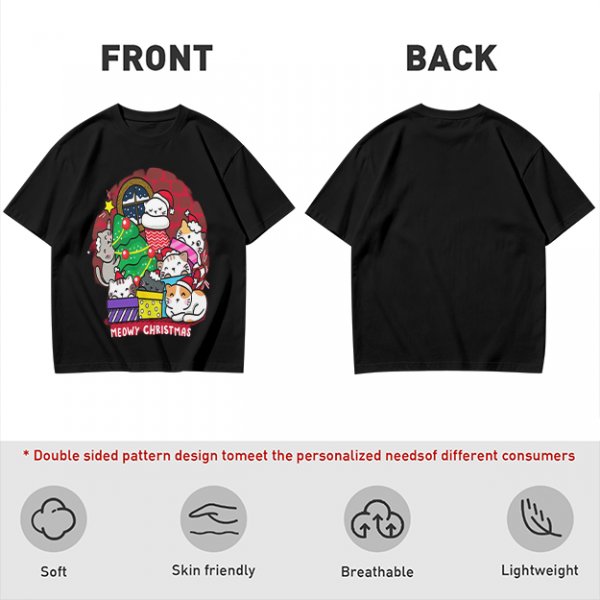 Meowy Christmas Cat Holiday Graphic T-Shirt