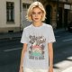 Olive graphic t-shirt with tropical sunset wave and palm tree print