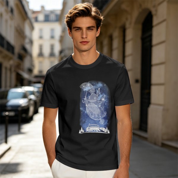 Olive T-Shirt With Constellation Totoro Starry Night Print